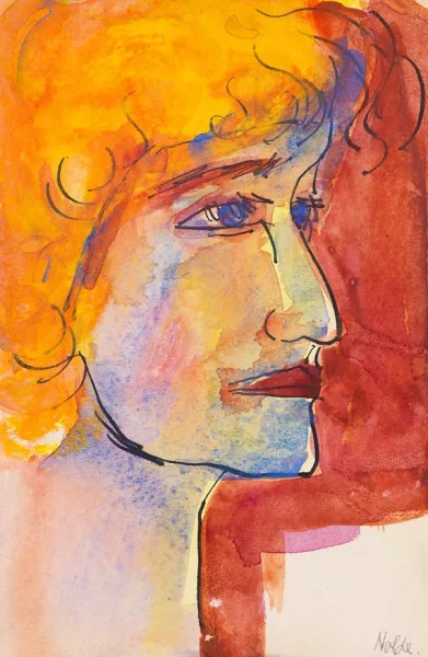 Emil Nolde — Frauenkopf im Halbprofil nach rechts