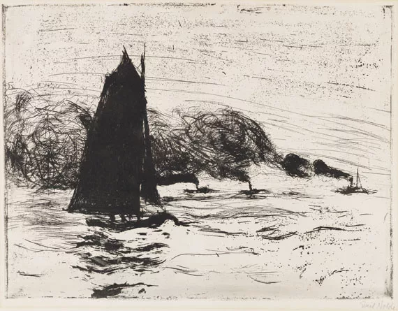 Emil Nolde — Segler und drei kleine Dampfer