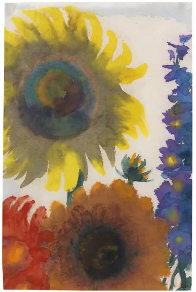 Emil Nolde — Sonnenblumen und Rittersporn