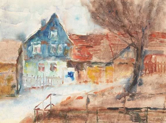 Emil Nolde — Blauer Hausgiebel und Baum