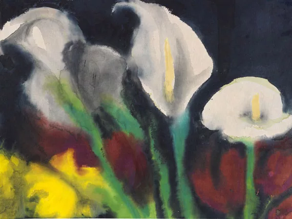 Emil Nolde — Weiße Calla über roten und gelben Blüten