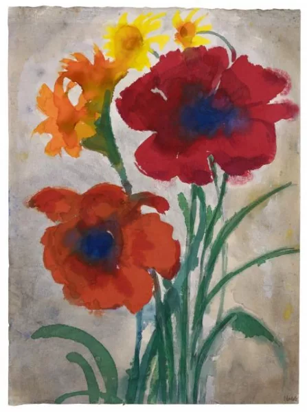 Emil Nolde — Roter Mohn (Mohnblumen, Iris und Sonnenhut)