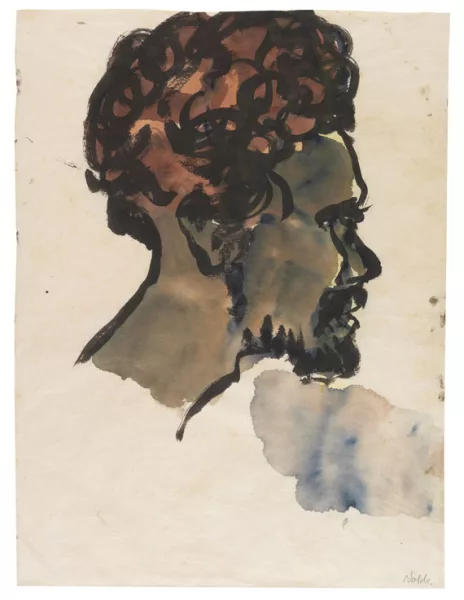 Emil Nolde — Kopf eines Südseeinsulaners, im Profil nach rechts