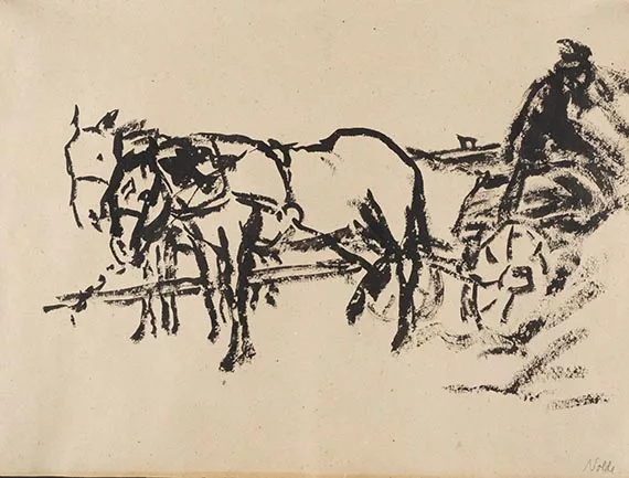 Emil Nolde — Pferdegespann vor einem Heuwagen