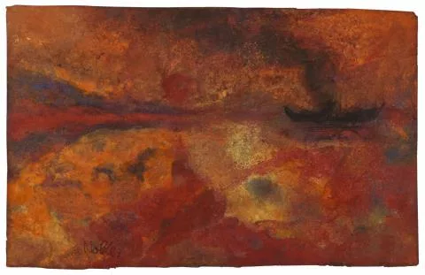 Emil Nolde — Rotes Meer (Sonnenuntergang und schwarzer Dampfer)