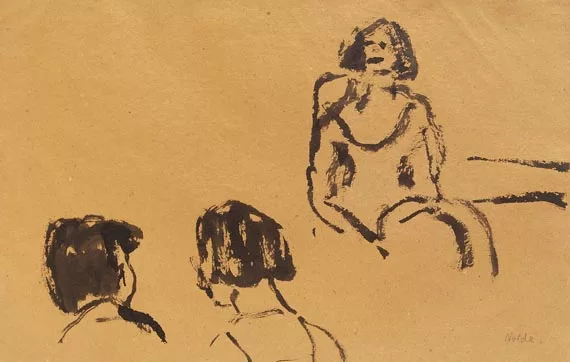 Emil Nolde — Ballhausszene (drei Figuren)