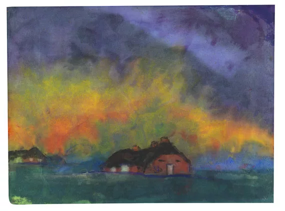 Emil Nolde — Marschlandschaft um Utenwarf (Bauerngehöft mit Abendhimmel)