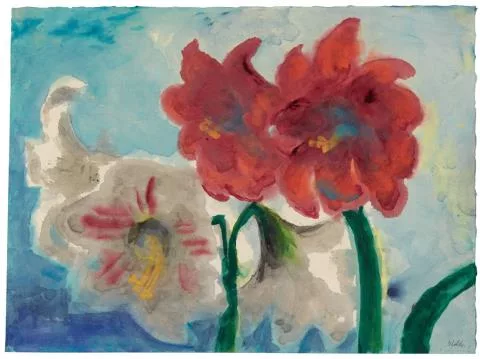 Emil Nolde — Weiße und rote Amaryllis