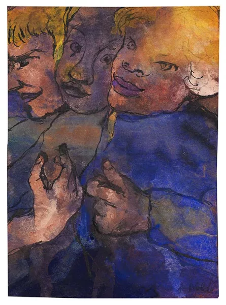 Emil Nolde — Drei Halbfiguren mit gelbem Haar und blauer Kleidung
