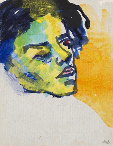 Emil Nolde — Frauenkopf blauschwarzes Haar