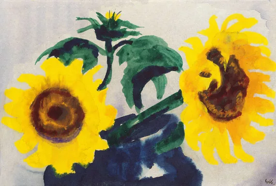 Emil Nolde — Sonnenblumen in blauer Vase