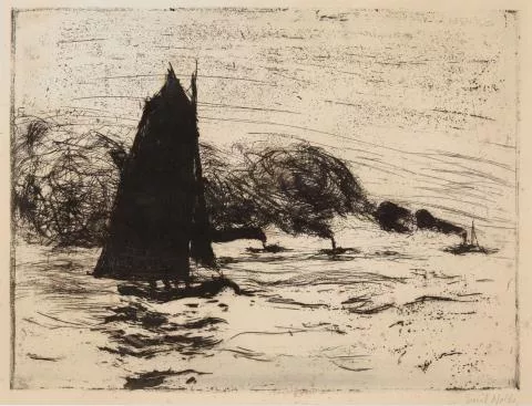 Emil Nolde — Segler und drei kleine Dampfer