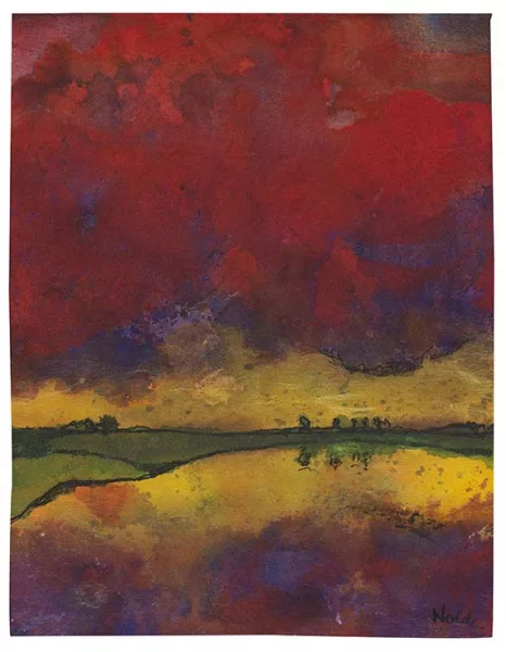 Emil Nolde — See mit Uferlandschaft im Abendlicht