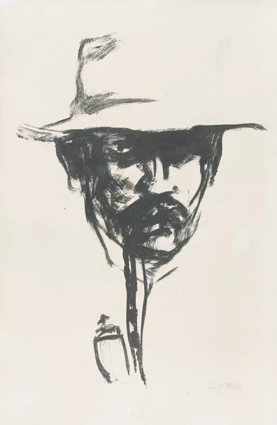 Emil Nolde — Kopf mit Pfeife, Emil Nolde (Selbstbildnis)