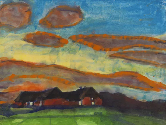 Emil Nolde — Hof Seebüll unter Abendhimmel