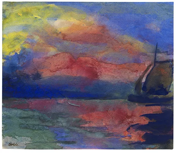 Emil Nolde — Meer mit roten Wolken und Segelschiff