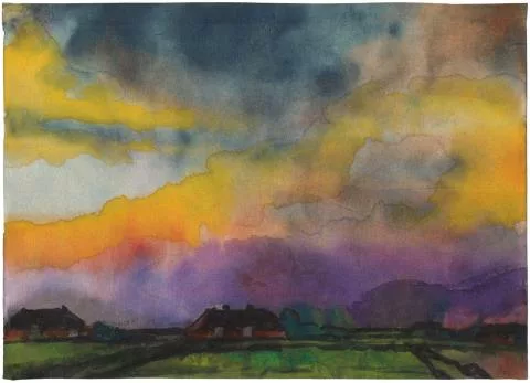 Emil Nolde — Weite Marschlandschaft mit Bauernhöfen