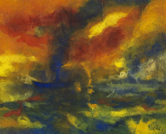 Emil Nolde — Abendmeer mit blauem Dampfer