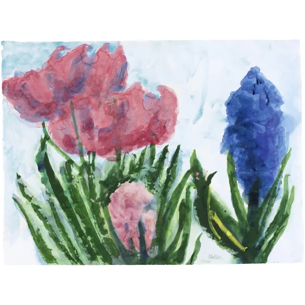 Emil Nolde — Rote Blüten und eine blaue Hyazinthe