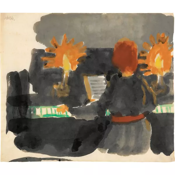 Emil Nolde — Klavierspielerin in Rückenansicht - Ada Nolde am Klavier — Galerie Kornfeld