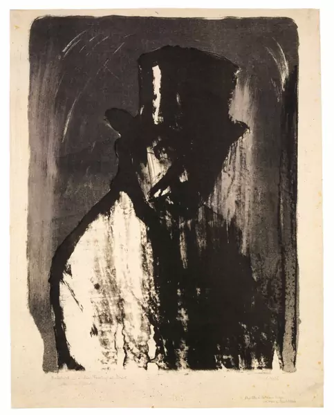 Emil Nolde — Mann im Zylinder – Portrait Gustav Schiefler, Landgerichtsdirektor — Galerie Kornfeld