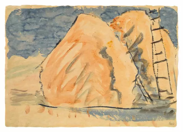 Emil Nolde — Landschaft mit Korndiemen und Leitern — Galerie Kornfeld