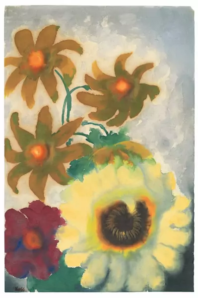 Emil Nolde — Sonnenblume und kleine Blüten — Galerie Kornfeld