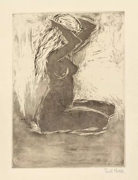 Emil Nolde — Kniendes Mädchen — Galerie Kornfeld