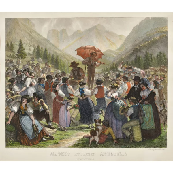 Emil Rittmeyer — "Alpfest 'Stubeten' Appenzell IR. im Sentisgebirge".