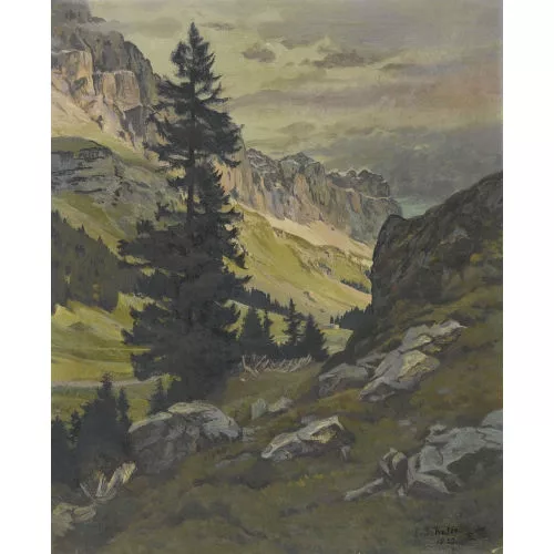 Emil Schulze — "Urnerboden mit Jägerstöcken".