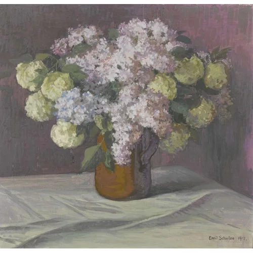 Emil Schulze — Stillleben mit Flieder.
