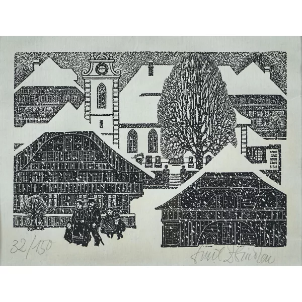 Emil Zbinden — "Schneefall im Dorf".