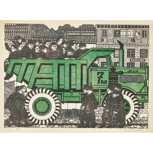 Emil Zbinden — "Staumauerbau, Schichtwechsel".