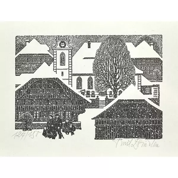 "Schneefall im Dorf"