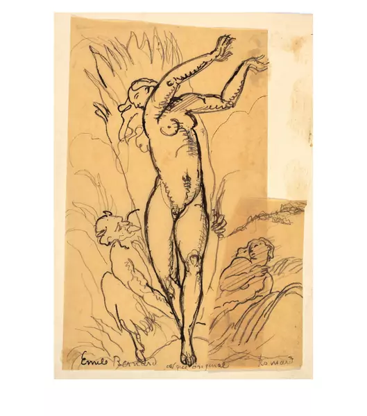 Émile Bernard — Pan avec nymphe — Galerie Kornfeld