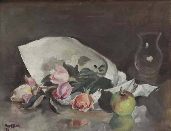 Emile BRESSLER (1886-1966), "Nature morte aux roses", huile — DognyAuction