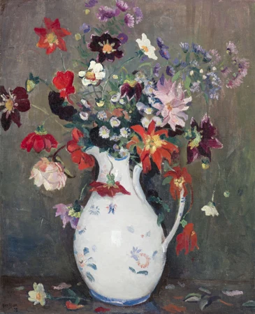 Vase blanc et fleurs