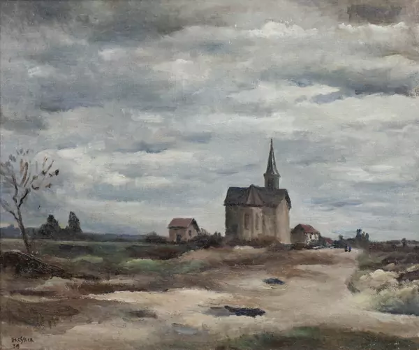 Emile BRESSLER (1886-1966), 'L'église de Gaillard', huile — DognyAuction