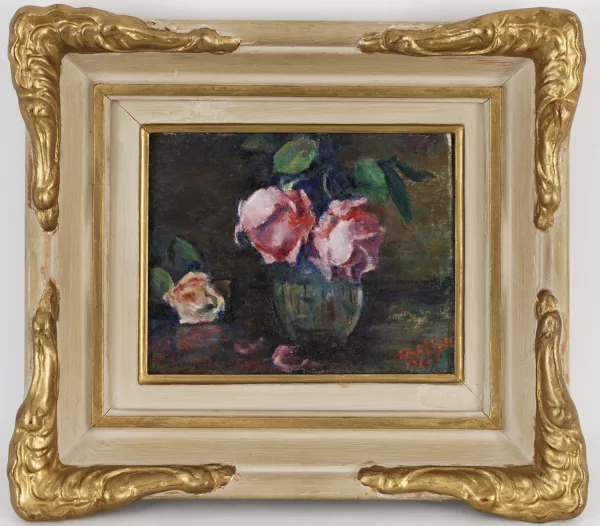 Émile Bressler — Emile Bressler (1886-1966), Bouquet de roses, huile