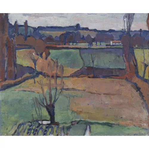 Émile Bressler — Landschaftspartie mit Acker bei Genf.