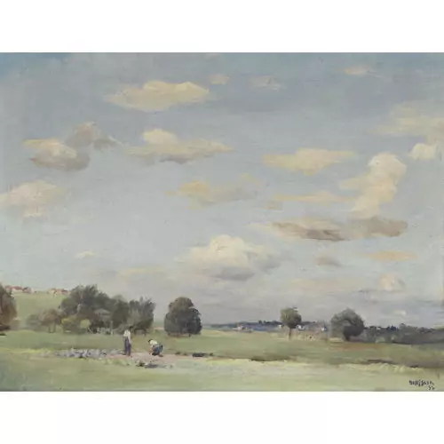 Sommerliche Landschaft mit zwei Bauern