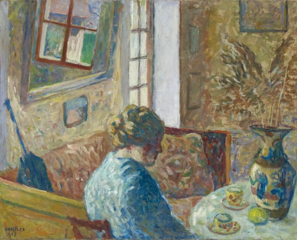 Émile Bressler — INTÉRIEUR AVEC JEUNE FILLE À LA TABLE, 1918INTERIOR WITH YOUNG GIRL SITTING AT A TABLE, 1918