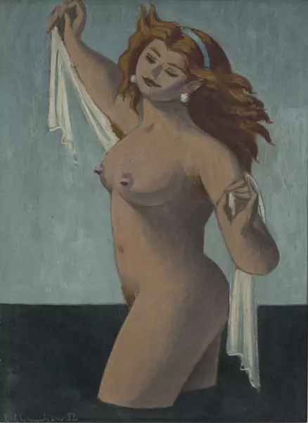 Baigneuse rousse au ruban bleu