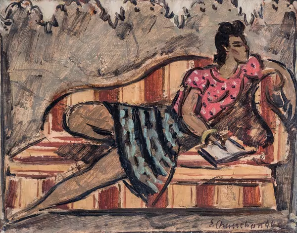 Femme allongée sur une méridienne