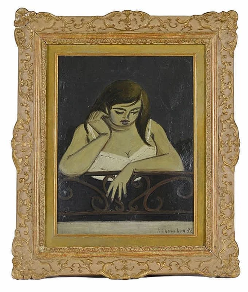 emile francois chambon — Jeune fille au balcon