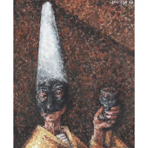 Emilio Maria Beretta — Harlekin mit Weinglas.