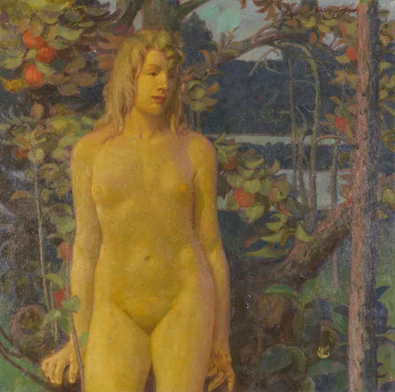 Erich Erler — Stehender weiblicher Akt im Garten