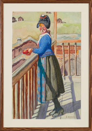 Paysanne sur un balcon