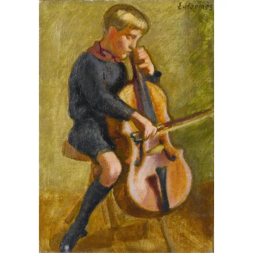 Erich Hermès — Cello spielender Knabe.