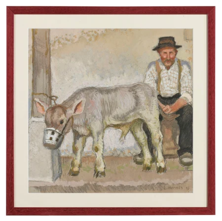 Paysan et son veau